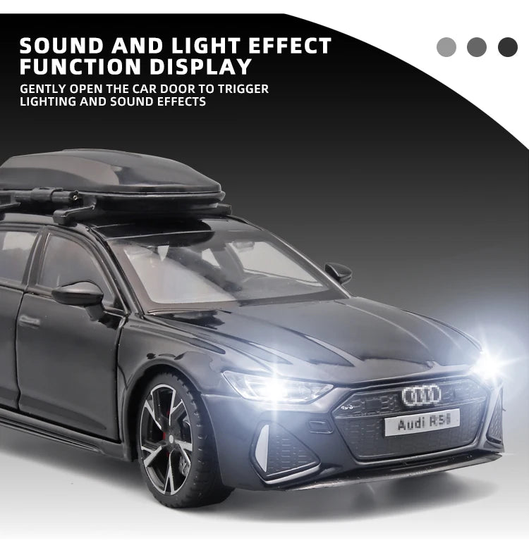 1/32 RS6 Alloy Diecast Toy Car Model with Sound, Light, and Opening Doors - Vehicle Collection for Boys and Adults, Festival Gift