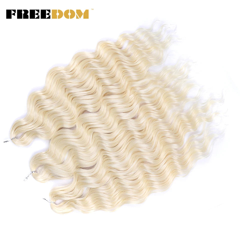 FREEDOM Synthetic Braiding Hair Extensions 24inch Loose Deep Wavy Ombre Brown Rainbow Twist