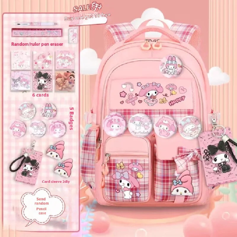 Yuguigou Kulomi Large Capacity Backpack for Elementary Girls - Spine Protection Design