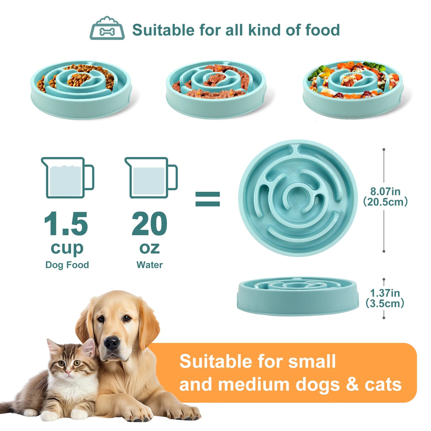 Non-Slip Pet Dog Slow Feeder Bowl – Anti-Gulping Eco-Friendly Dish for All Dog Sizes