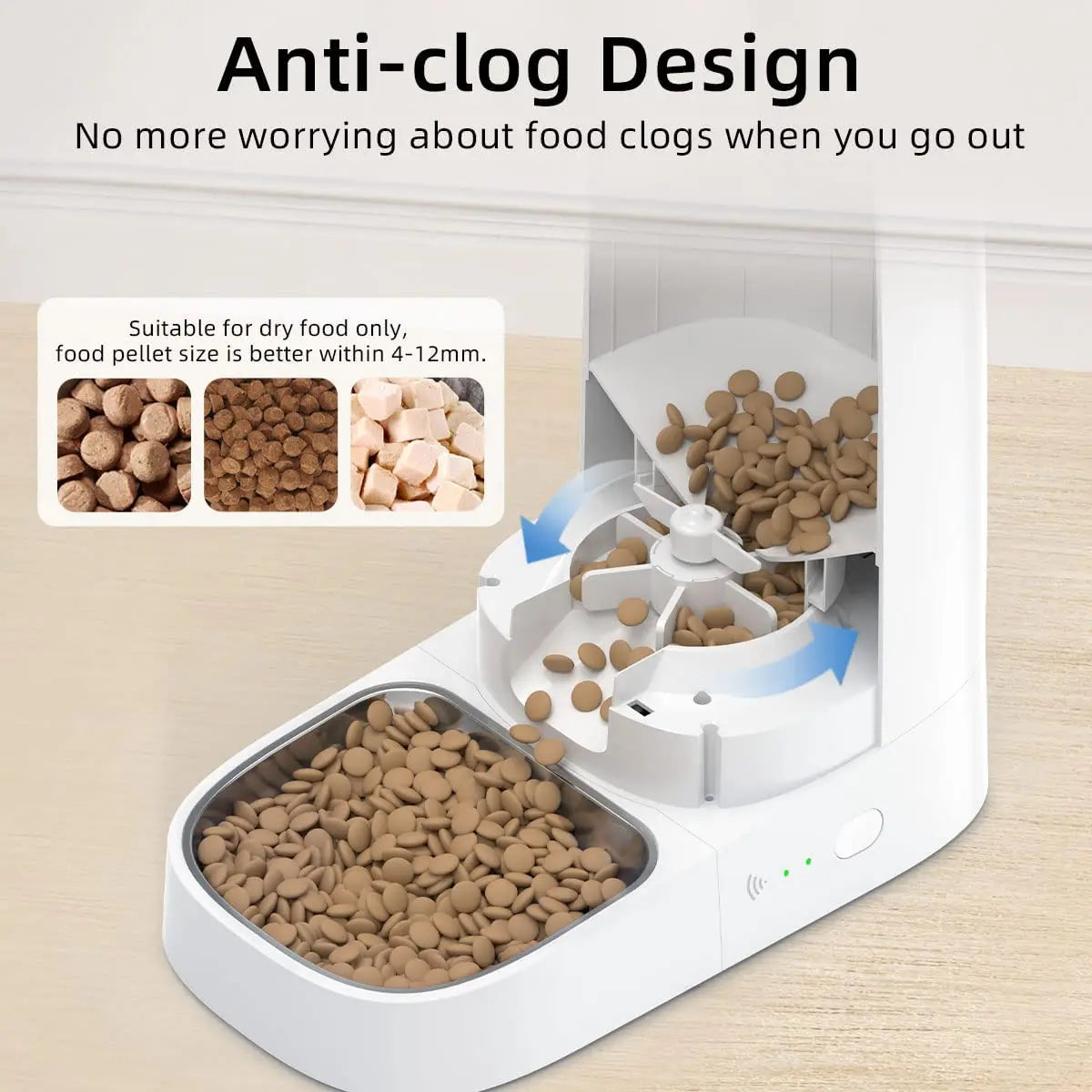 ROJECO Smart WiFi Automatic Cat Feeder – Remote Control Dry Food Dispenser for Cats & Dogs