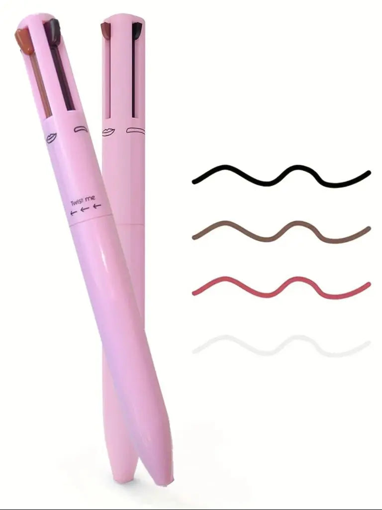 4-in-1 Multi-Functional Lip Liner, Eyeliner & Eyebrow Pencil Set - 4 Colors