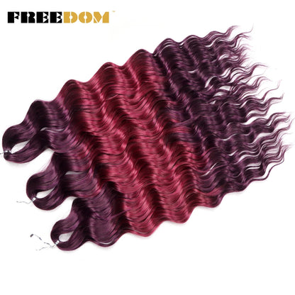 FREEDOM Synthetic Braiding Hair Extensions - 24" Deep Wavy Curly Ombre Rainbow Twist Crochet Hair