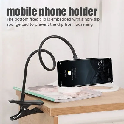 360° Clip Mobile Phone Holder Stand - Portable Flexible Lazy Mount for Bed, Desktop, and Smartphones (70cm)