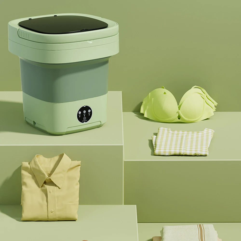 6L 11L Folding Portable Washing Machine Big Capacity with Spin Dryer Bucket for Clothes Travel Home Underwear Socks Mini Washer