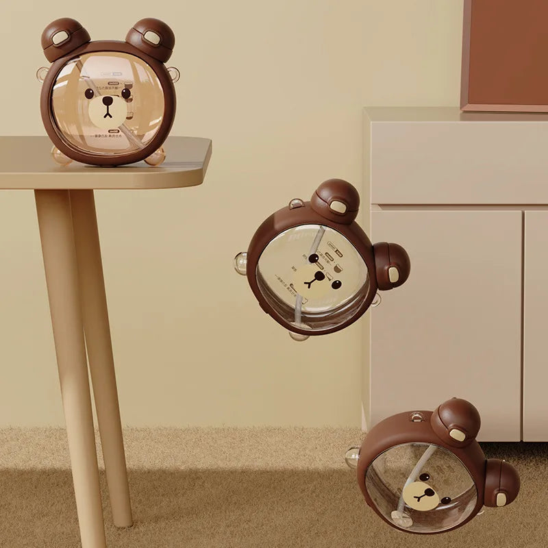750ml Cute Bear Straw Water Cup Kawaii Plastic Drinking Cup for Kids
