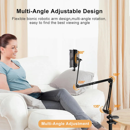 Tablet Stand Holder for Bed - Adjustable Rotatable Long Arm Mount for 4-12.9" iPad Pro, Samsung Tab, Xiaomi Pad