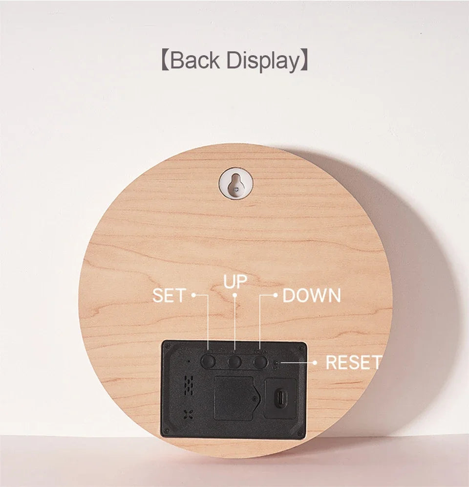 LED Digital Wall Clock - Multi-Function Display with Temperature, Date, and Time for Living Room & Bedroom
