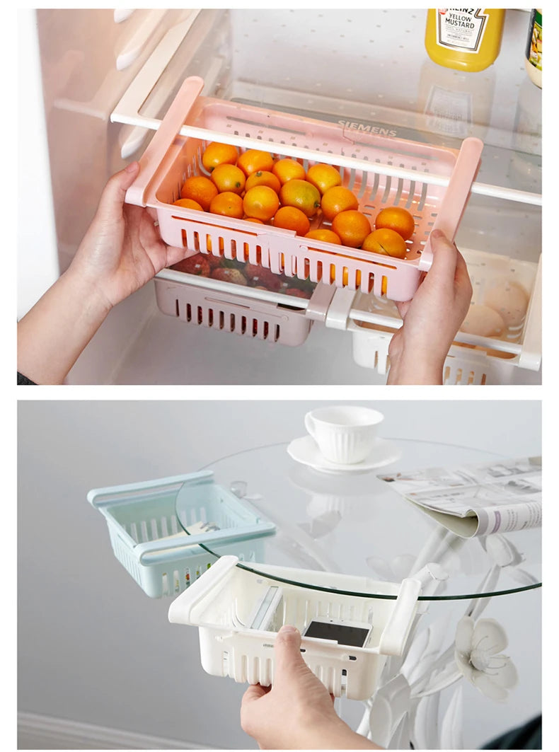 Flexible Expandable Fridge Organizer Drawer Storage Rack
