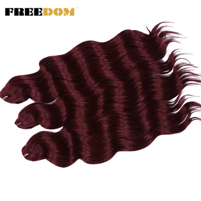 FREEDOM Synthetic Braiding Hair Extensions - 24" Deep Wavy Curly Ombre Rainbow Twist Crochet Hair