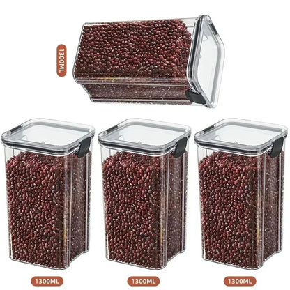 Stackable Plastic Food Storage Containers Set 460-1800ml for Grains, Tea & Snacks