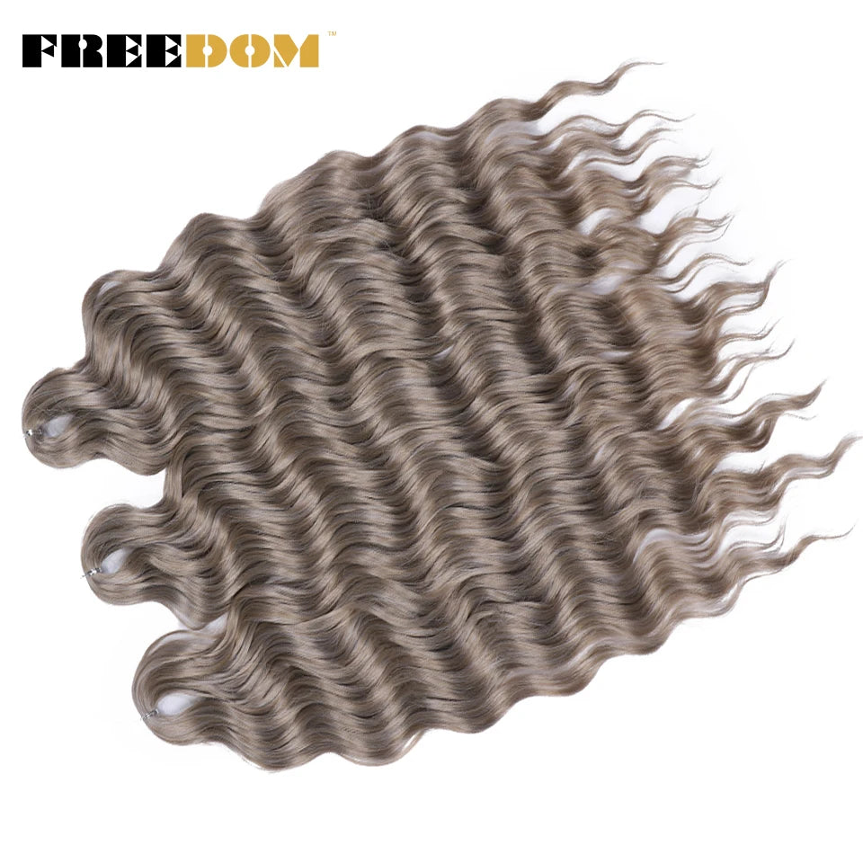 FREEDOM Synthetic Braiding Hair Extensions 24inch Loose Deep Wavy Ombre Brown Rainbow Twist