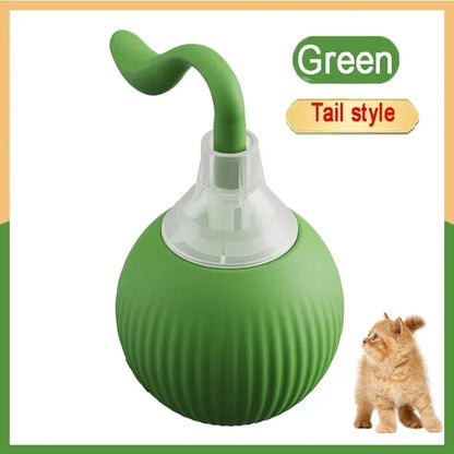 Rechargeable Cat Toy Automatic Rolling Ball with Simulated Tail Electric Pet Interactive Toy for Cats & Dogs