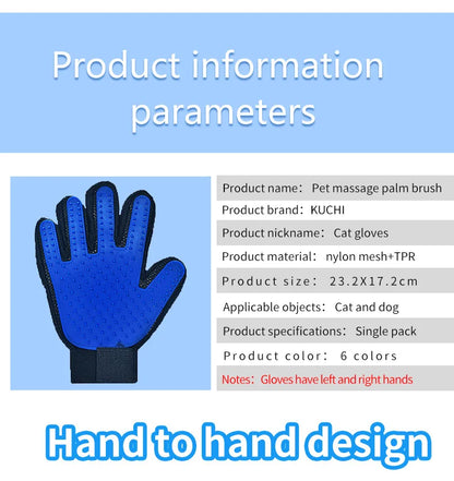 Cat Hair Removal Gloves Rubber Pet Grooming Massage Brush Effective for Dogs & Cats 6 Colors