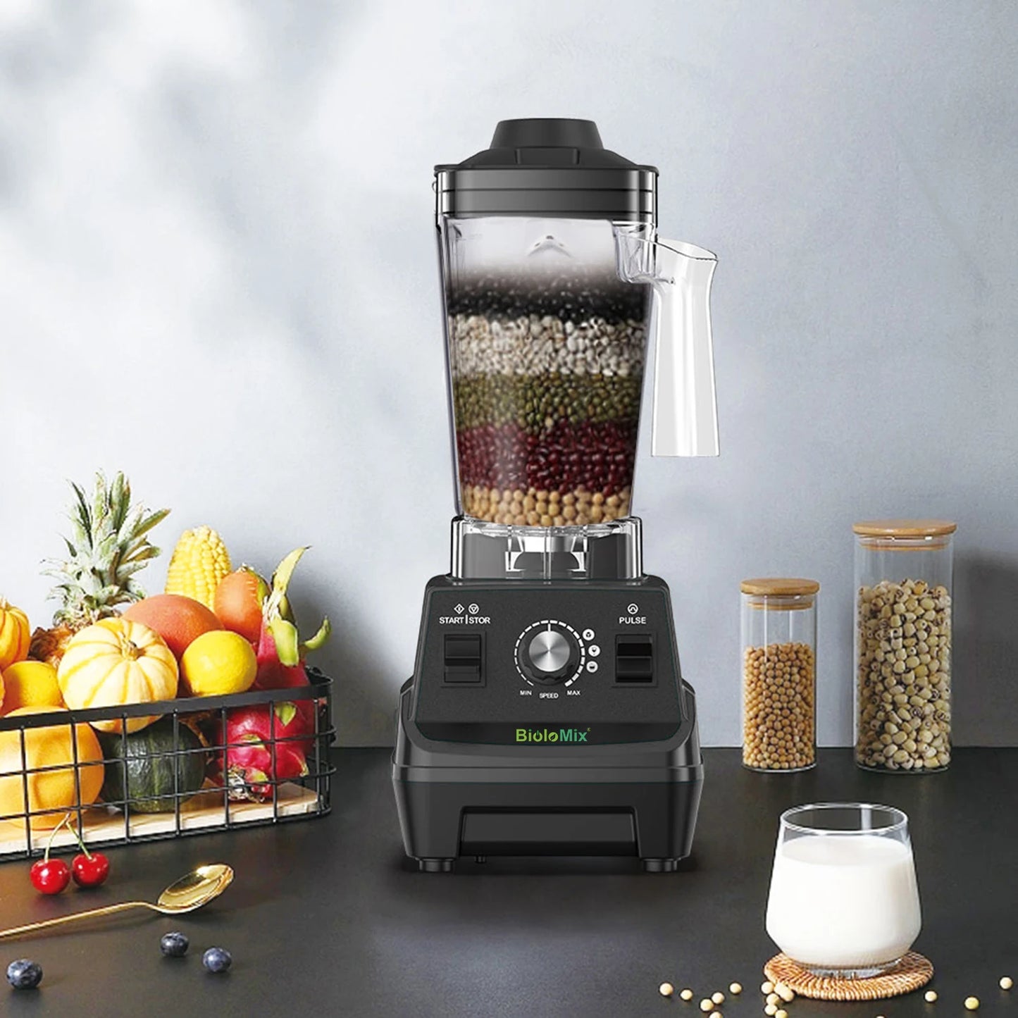 BioloMix Mini Pro 1800W Smoothie Blender with 1.8L & 0.6L Jars, BPA Free