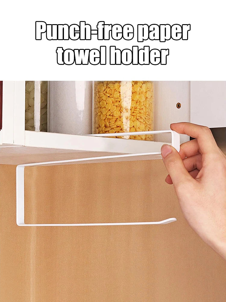 Hanging Kitchen Paper Towel Rack - Roll Paper, Plastic Wrap & Rag Organizer for Kitchen, Cabinets, Bathroom