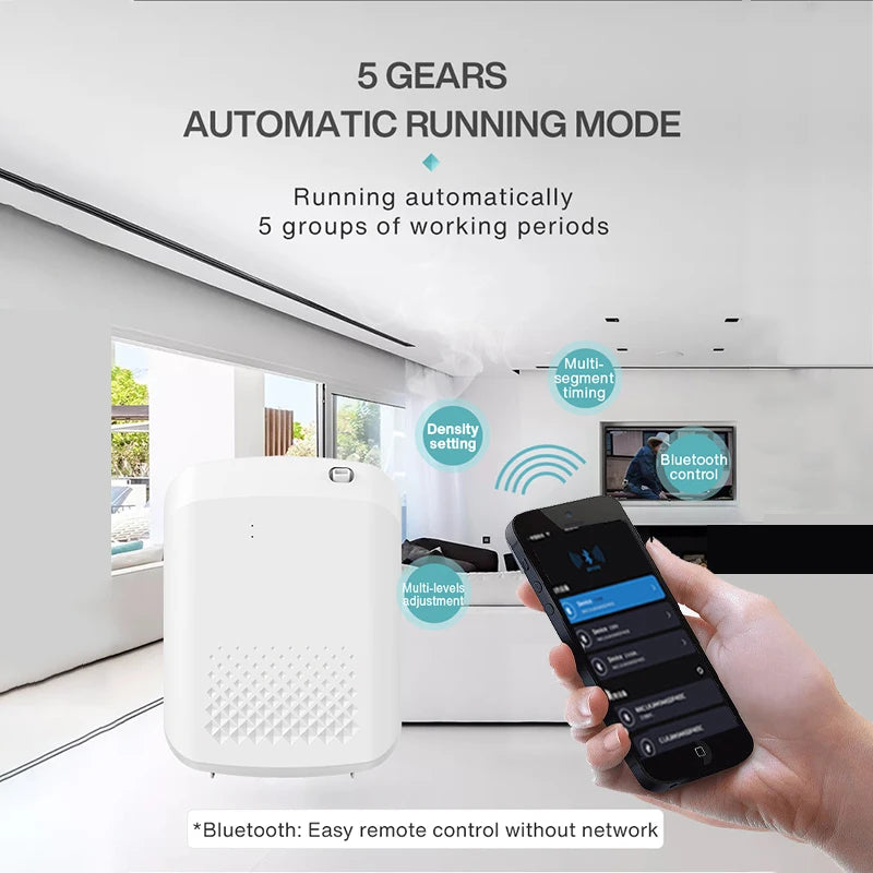 Wall Mounted Room Fragrance Diffuser - Bluetooth Air Freshener with Built-in Fan for Home and Hotel