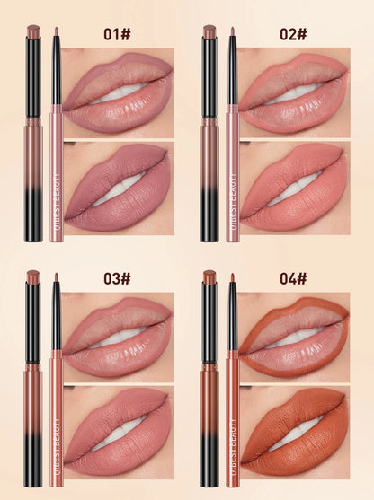 QIBEST 2PC Matte Velvet Lipstick & Lipliner Set - Long Lasting Red Lip Contour Pencil