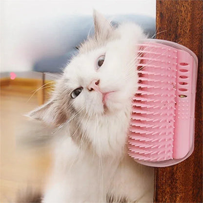 Cat Self-Groomer with Catnip Wall Corner Massage Comb Soft Face Rubs Pet Grooming Tool