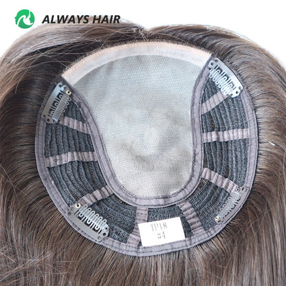 Alwayshair 14"-16" Straight Human Hair Clip-in Topper for Women 120% Density