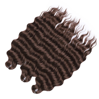 Anna Synthetic 24" Loose Deep Wave Braiding Hair Extensions - Dark Brown Water Wave Crochet Curly Hair