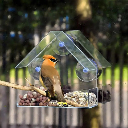 Window Bird Feeder with Reusable Tray & Waterproof Squirrel Food Container