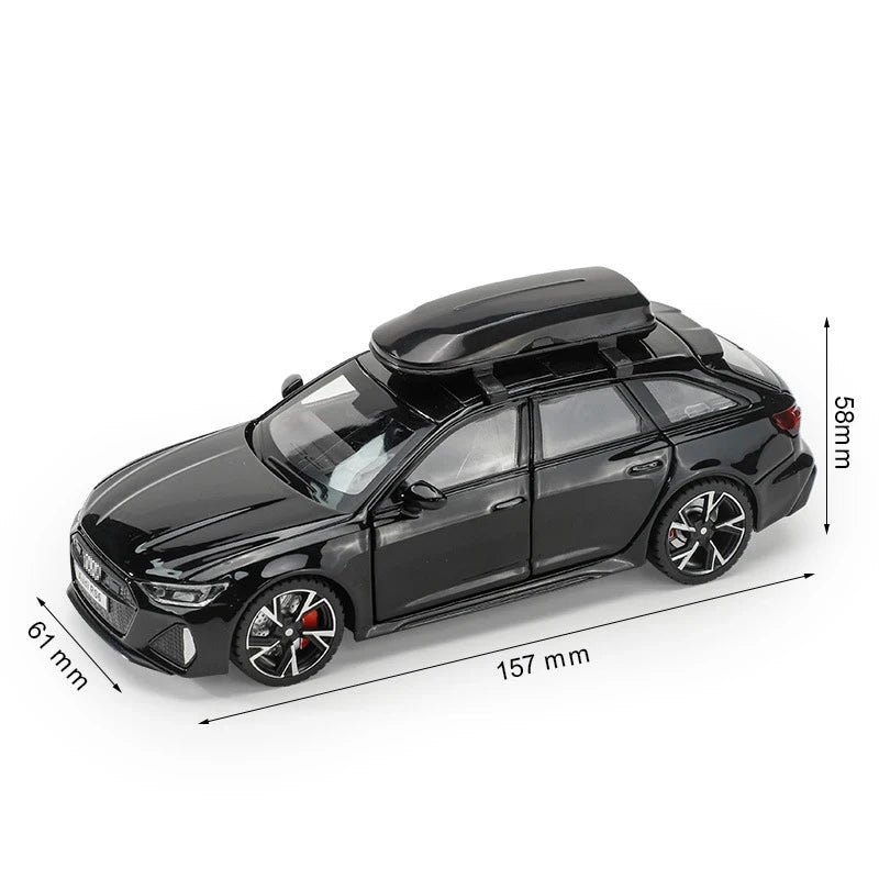 1/32 RS6 Alloy Diecast Toy Car Model with Sound, Light, and Opening Doors - Vehicle Collection for Boys and Adults, Festival Gift