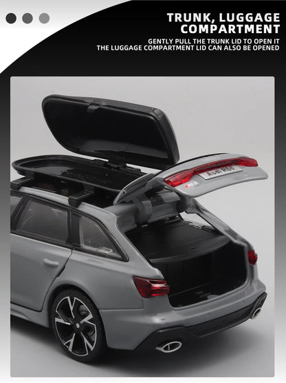 1/32 RS6 Alloy Diecast Toy Car Model with Sound, Light, and Opening Doors - Vehicle Collection for Boys and Adults, Festival Gift