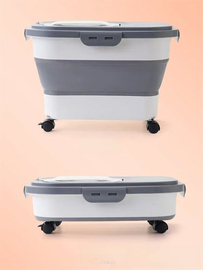 Foldable Dog Food Storage Bucket – Mildew-Proof & Moisture-Proof for Kitchen or Travel