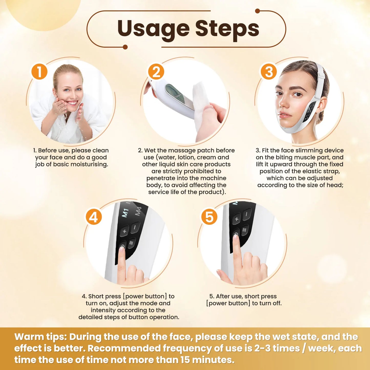 Electric V Face Lifting Device 6 Modes 8 Levels EMS Facial Massager for Double Chin Removal
