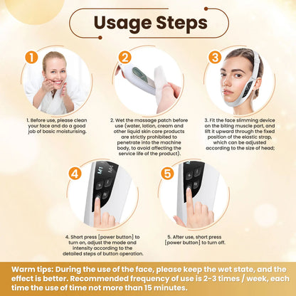Electric V Face Lifting Device 6 Modes 8 Levels EMS Facial Massager for Double Chin Removal