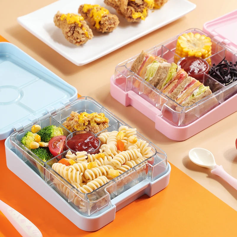 AOHEA Mermaid Bento Lunch Box for Kids, 4-Compartment Toddler Containers for School or Daycare