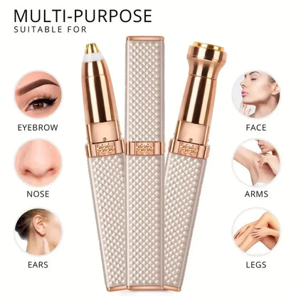 Rechargeable 2-in-1 Eyebrow Razor & Hair Shaver with LED Light for Facial Hair Removal