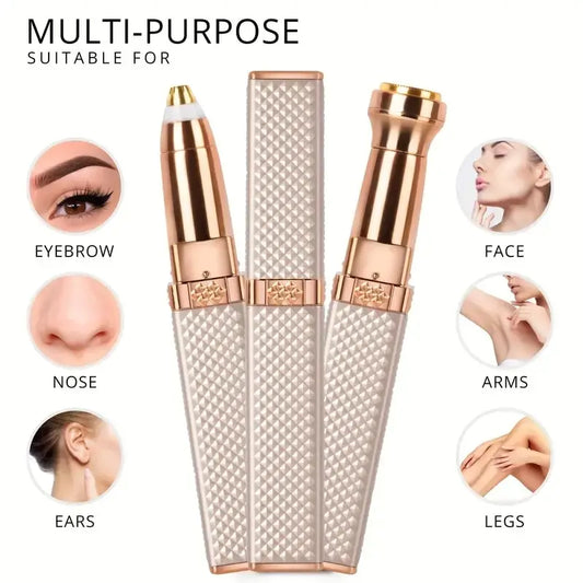 Rechargeable 2-in-1 Eyebrow Razor & Hair Shaver with LED Light for Facial Hair Removal