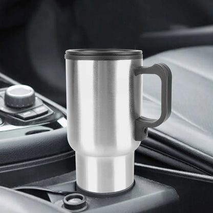 12V 450ml Electric Heating Car Kettle, Stainless Steel Thermal Mug for Travel & Camping
