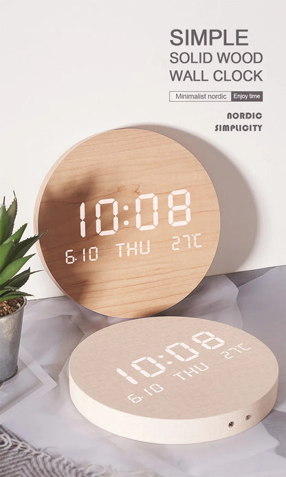 LED Digital Wall Clock - Multi-Function Display with Temperature, Date, and Time for Living Room & Bedroom
