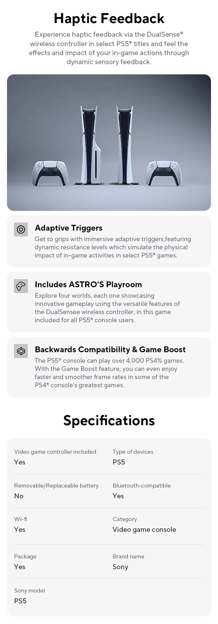 Sony PS5 Slim Console - PlayStation 5 with Ultra High-Speed Performance for PS5 and PC Games