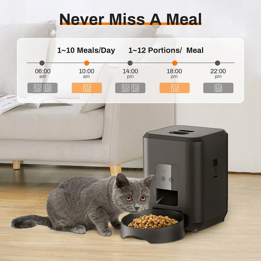 2L Smart Automatic Pet Feeder with Timer & WiFi App for Dogs & Cats