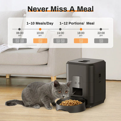 2L Smart Automatic Pet Feeder with Timer & WiFi App for Dogs & Cats
