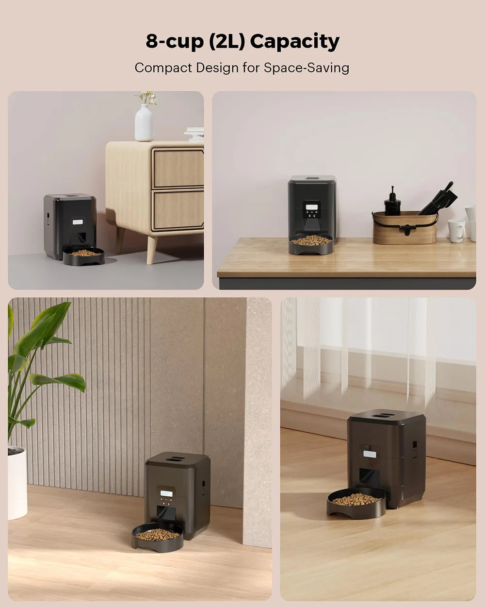 2L Smart Automatic Pet Feeder with Timer & WiFi App for Dogs & Cats