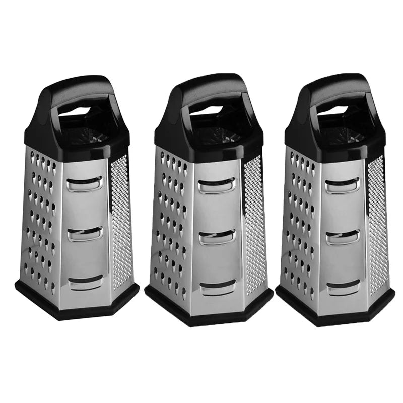 Multifunctional 6-Sided Stainless Steel Box Grater for Vegetables & Cheese