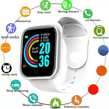Smartwatch for Men & Women, Fitness Tracker, Message Notifications, Wristwatch with Heart Rate Monitor, Birthday Gift for Android/iOS