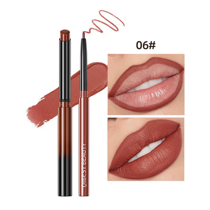 QIBEST 2PC Matte Velvet Lipstick & Lipliner Set - Long Lasting Red Lip Contour Pencil