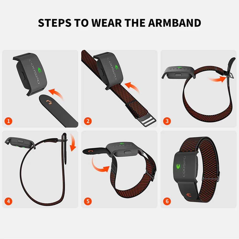 COOSPO HW9 Armband Heart Rate Monitor with HR Zones/Calories, HRM Sensor, BLE5.0 ANT+ for Fitness, Cycling, Peloton, Zwift, Wahoo