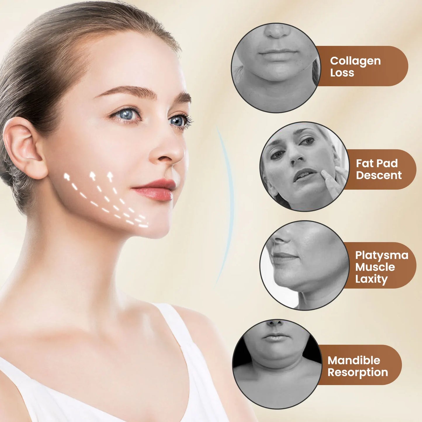 Electric V Face Lifting Device 6 Modes 8 Levels EMS Facial Massager for Double Chin Removal
