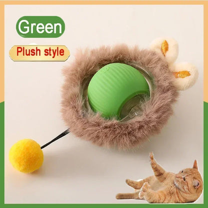 Rechargeable Cat Toy Automatic Rolling Ball with Simulated Tail Electric Pet Interactive Toy for Cats & Dogs