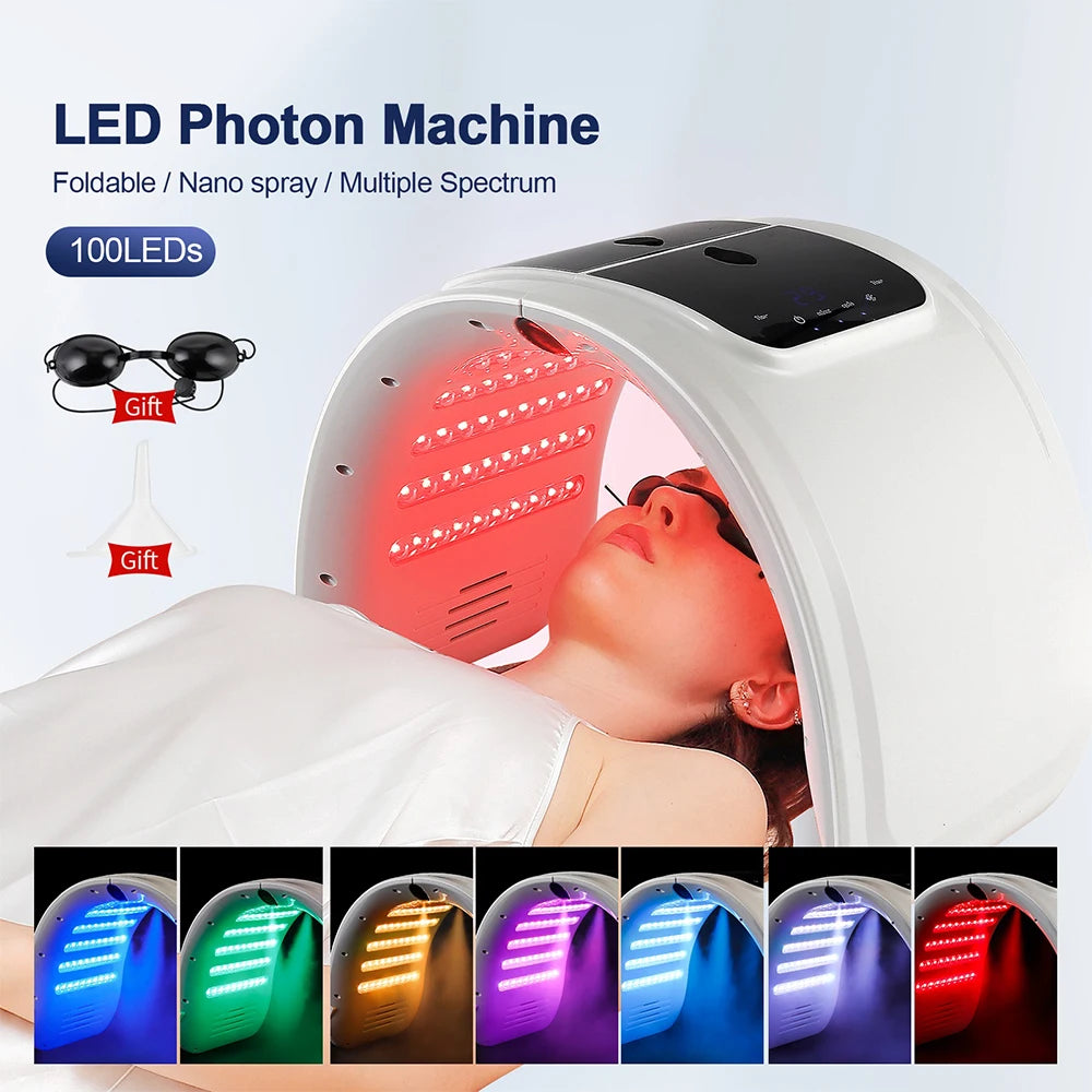 foreverlily LED Face Mask PDT Machine - 7-Color Photon Skin Rejuvenation & Nano Spray for Face & Body