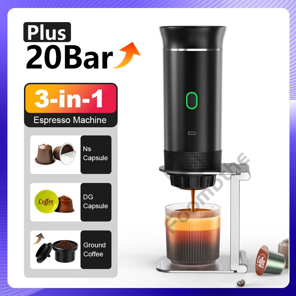 Wireless Portable Espresso Coffee Machine - 3-in-1 Travel Maker for Car, Home & Camping
