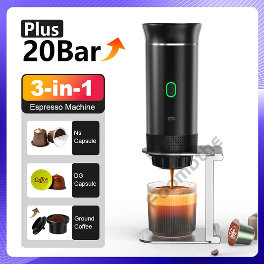 Wireless Portable Espresso Coffee Machine - 3-in-1 Travel Maker for Car, Home & Camping