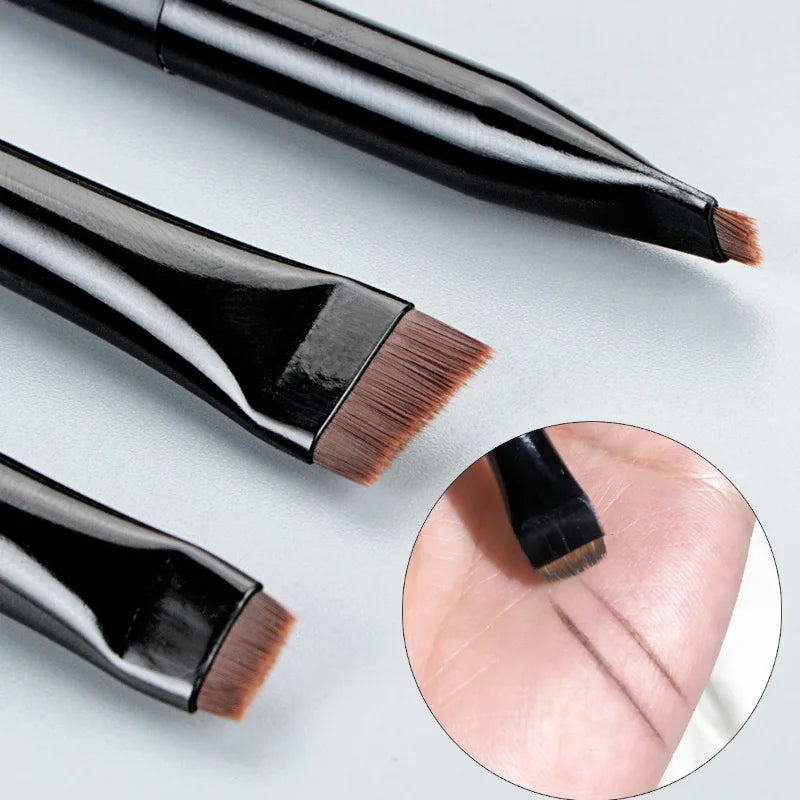 Karsyngirl 3PCS Blade Eyeliner & Eyebrow Brush Set - Portable Fine Tip Makeup Tools